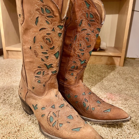Laredo Western Cutout Boots Turquoise Cutouts - Picture 1 of 4